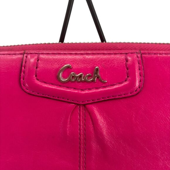 COACH Vintage Chelsea Hot Pink Leather Accordion Zip Around Wallet - Picture 4 of 7